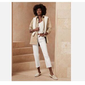 Banana Republic Low-Rise Girlfriend Fit White Jeans PLUS SIZE 34/18 RT$90 NEW